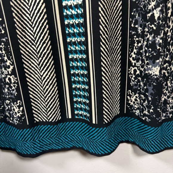 Sandra Darren Sheath Tribal 3/4 Sleeves Swuare Neck Dress Size 12 - Picture 5 of 9